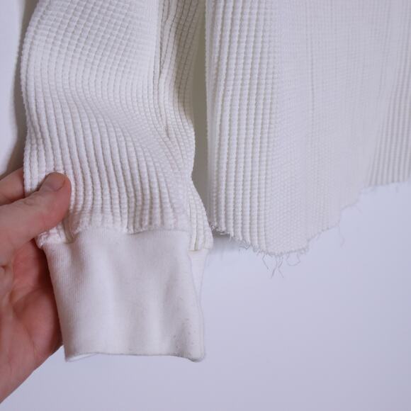 THE RANGE Boyfriend Henley Top White Waffle Knit Long Sleeves Casual Women's S - Picture 7 of 14